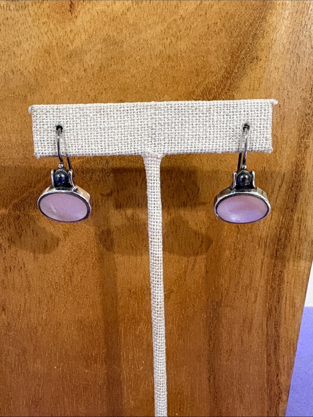 Sterling Silver Mother of Pearl Drop Earrings - Pink